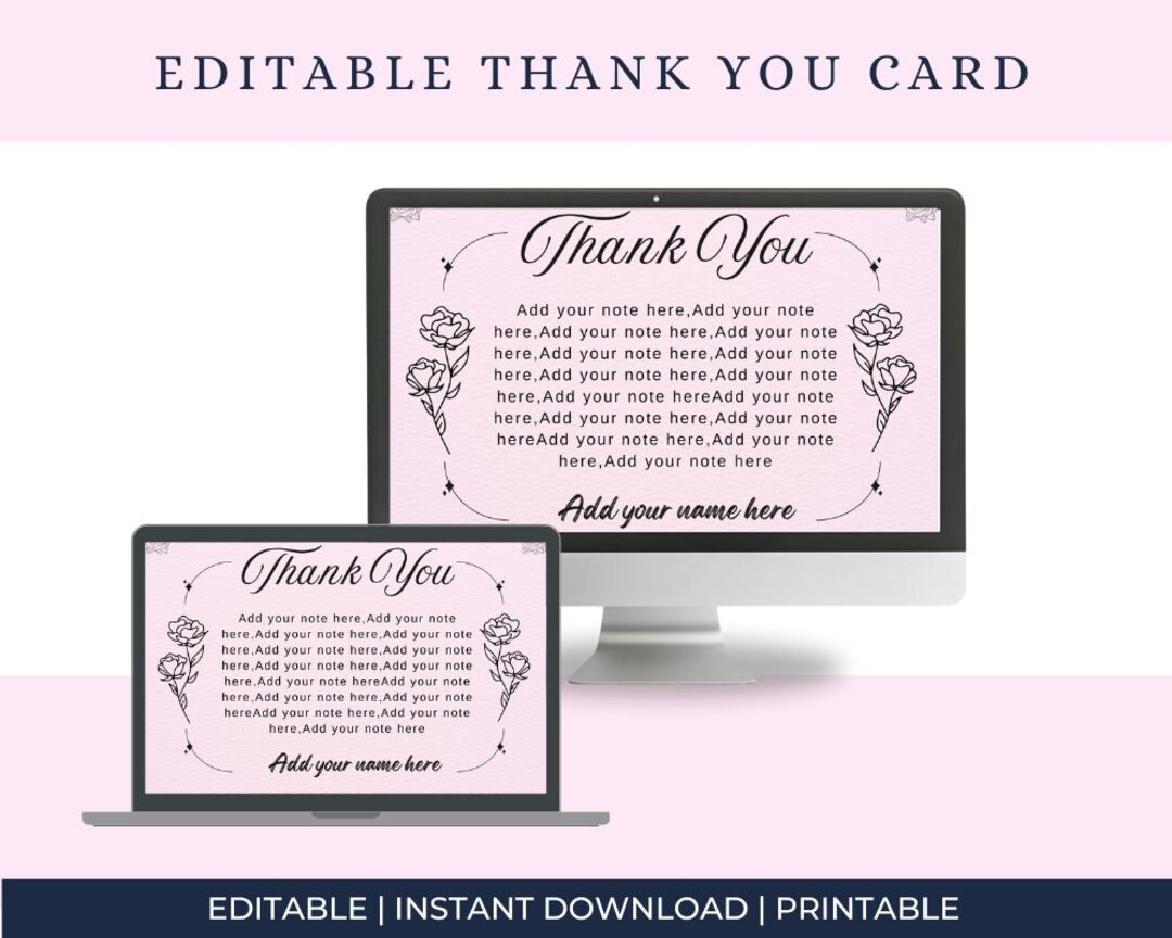 Editable Thank You Card Template: Canva Printable PDF (instant Download ...