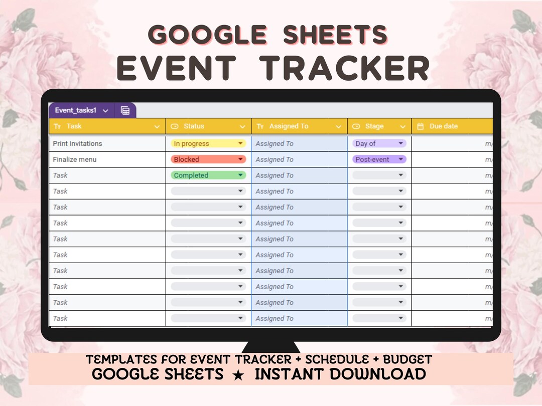Event Tracker Form Event Planner Google Sheet: Tracker, Budget & Schedule (digital ...