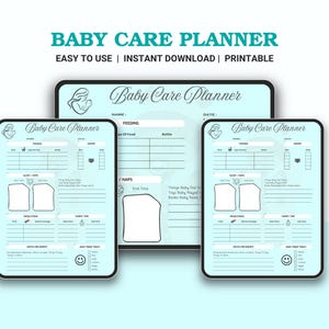 Planificador imprimible para el cuidado del bebé, registro diario del recién nacido: alimentación, pañales, sueño, estado de ánimo, notas para mamás primerizas, hitos y progreso del bebé.