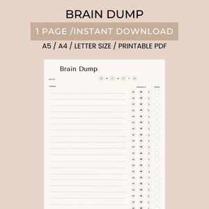Brain Dump Journal Printable | ADHD Planner Pages | Productivity Planner | Thought Organizer | Thought Journal | To-Do List PDF A5/A4/Letter
