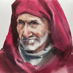 Marocchino, pittura ad acquerello originale