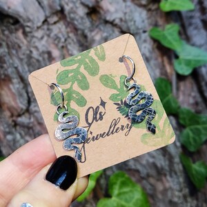 Silver Snake Hoop Earrings (small) - Handmade by Ols Jewellery