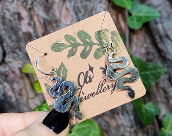 Silver Snake Hoop Earrings (medium) - Handmade by Ols Jewellery