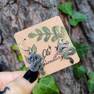 Silver Snake Hoop Earrings (medium) - Handmade by Ols Jewellery