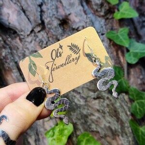Silver Snake Hook Earrings (large) - Handmade by Ols Jewellery