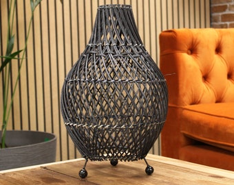 Handmade Rattan Lamp – Table Lamp, Natural Wicker, Bohemian Home Accent, Rustic Decor