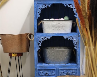 Handmade Albasia Wood Bathroom Cabinet: Rustic Bali Decor, 2 Shelves