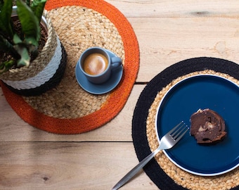 Jute Cotton Placemats: Boho Dining Table Decor