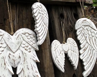 Hand Crafted Angel Wings – Vintage Distressed Wooden Wall Decor | Rustic Christmas Ornament