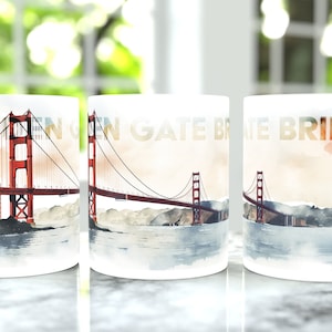 Golden Gate Bridge Watercolor Coffee Mug - San Francisco Gift