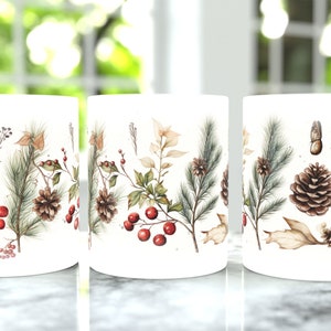 Christmas Tree Elements Coffee Mug Wrap, ceramic coffee holiday mug, christmas winter season, perfect gift for christmas lovers