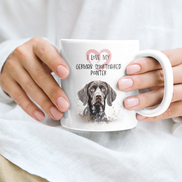 I Love My German Shorthaired Pointer Coffee Mug, 11oz ceramic coffee mug, perfect gift for dog mom, dog dad, dog grandmas