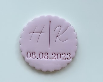 Initialen und Datum Custom Cookie Stamp Fondant Biscuit Cutter