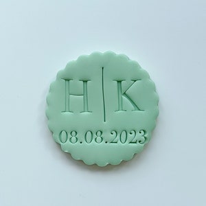 Initials and Date Custom Cookie Stamp Fondant Biscuit Cutter