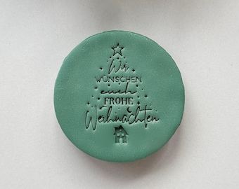 Wir wünschen Euch Frohe Weihnachten Weihnachtsbaum  Custom Cookie Stamp Fondant Biscuit Cutter