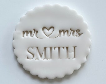 Mr & Mrs mit Name 2 Custom Cookie Stamp Fondant Biscuit Cutter
