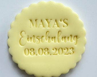 School Enrollment with Name and Date Custom Cookie Stamp Fondant Biscuit Cutter