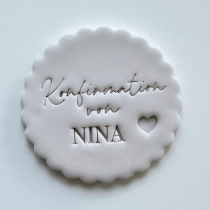 Konfirmation mit Name Custom Cookie Stamp Fondant Biscuit Cutter Bild 1