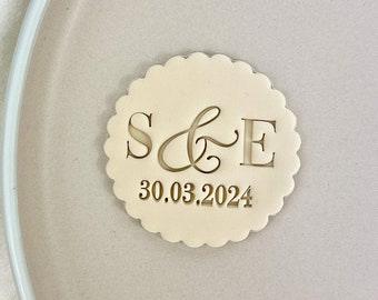 Iniciales y fecha Sello de galleta personalizado Cortador de galletas fondant Sello de galleta de boda