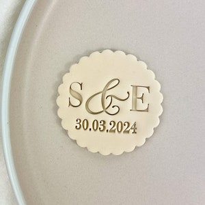 Initialen und Datum Custom Cookie Stamp Fondant Biscuit Cutter Hochzeit Keksstempel Bild 1
