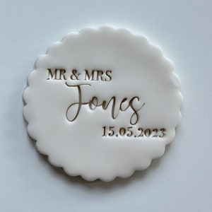 Mr & Mrs with Name and Date Custom Cookie Stamp Fondant Biscuit Cutter
