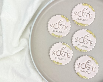 Iniciales y fecha Sello de galleta personalizado Cortador de galletas fondant Nombre y fecha Boda