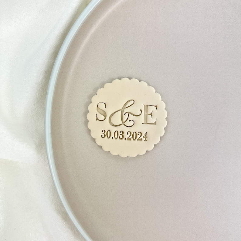 Initialen und Datum Custom Cookie Stamp Fondant Biscuit Cutter Hochzeit Keksstempel Bild 1