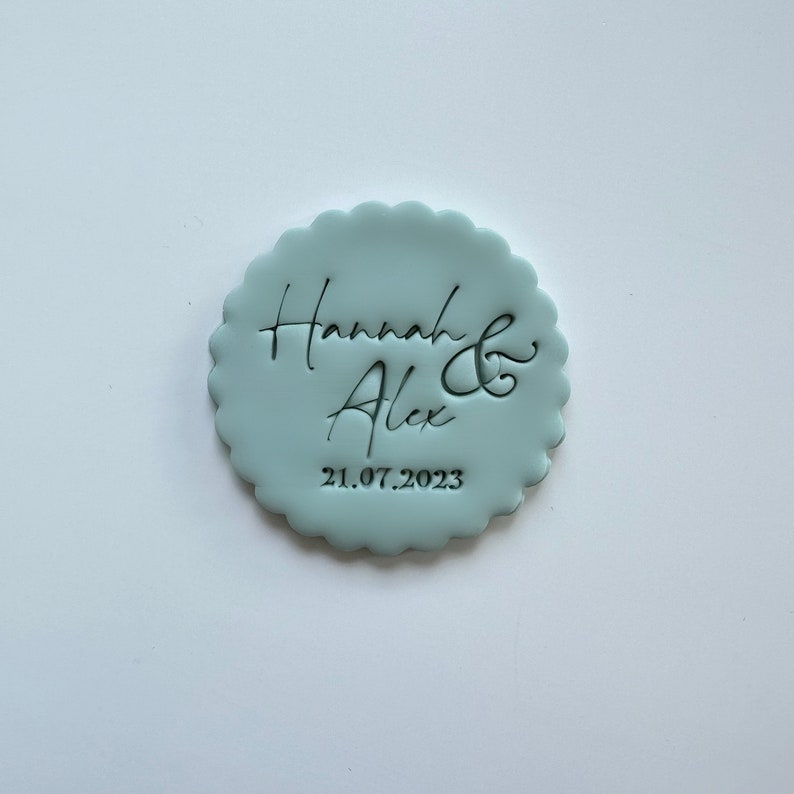 Name und Datum Custom Cookie Stamp Fondant Biscuit Cutter Bild 1