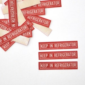 Set of 5 Vintage Pharmacy Labels - Keep in Refrigerator - Junk Journal Supplies - Apothecary Labels - Red Ephemera