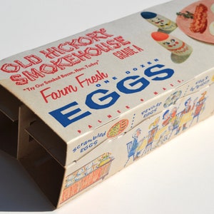Vintage Egg Carton - NOS Riegel Carton - One Dozen Eggs - One Carton - Junk Journal - Vintage Ephemera - MCM advertising - MCM Illustration
