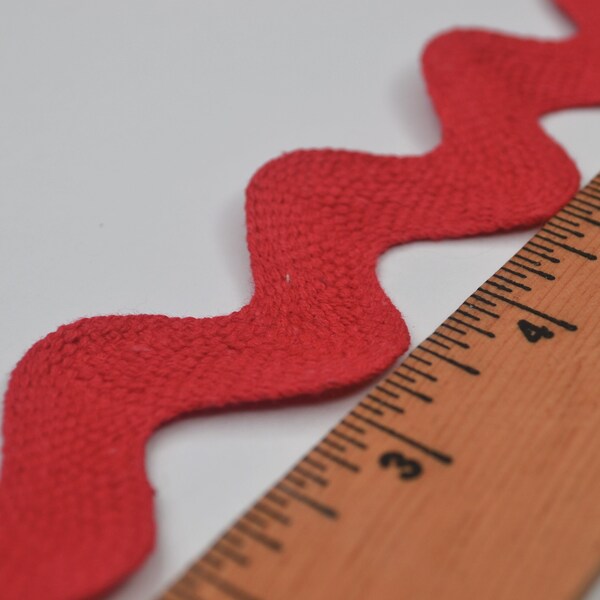 1-1/4" Jumbo Ric Rac - Poppy Colored - Decorative Trim - Junk Journal - Sewing Ephemera