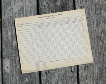Vintage Pennsylvania Railroad Time Report - Set of 5 sheets - Vintage Railroad Ephemera - Vintage Train Ephemera