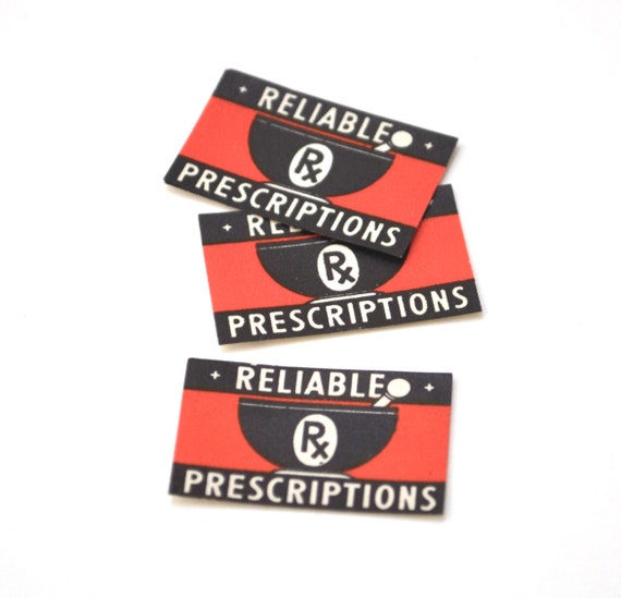 Set of 3 Vintage Pharmacy Labels - Reliable Prescription - Junk