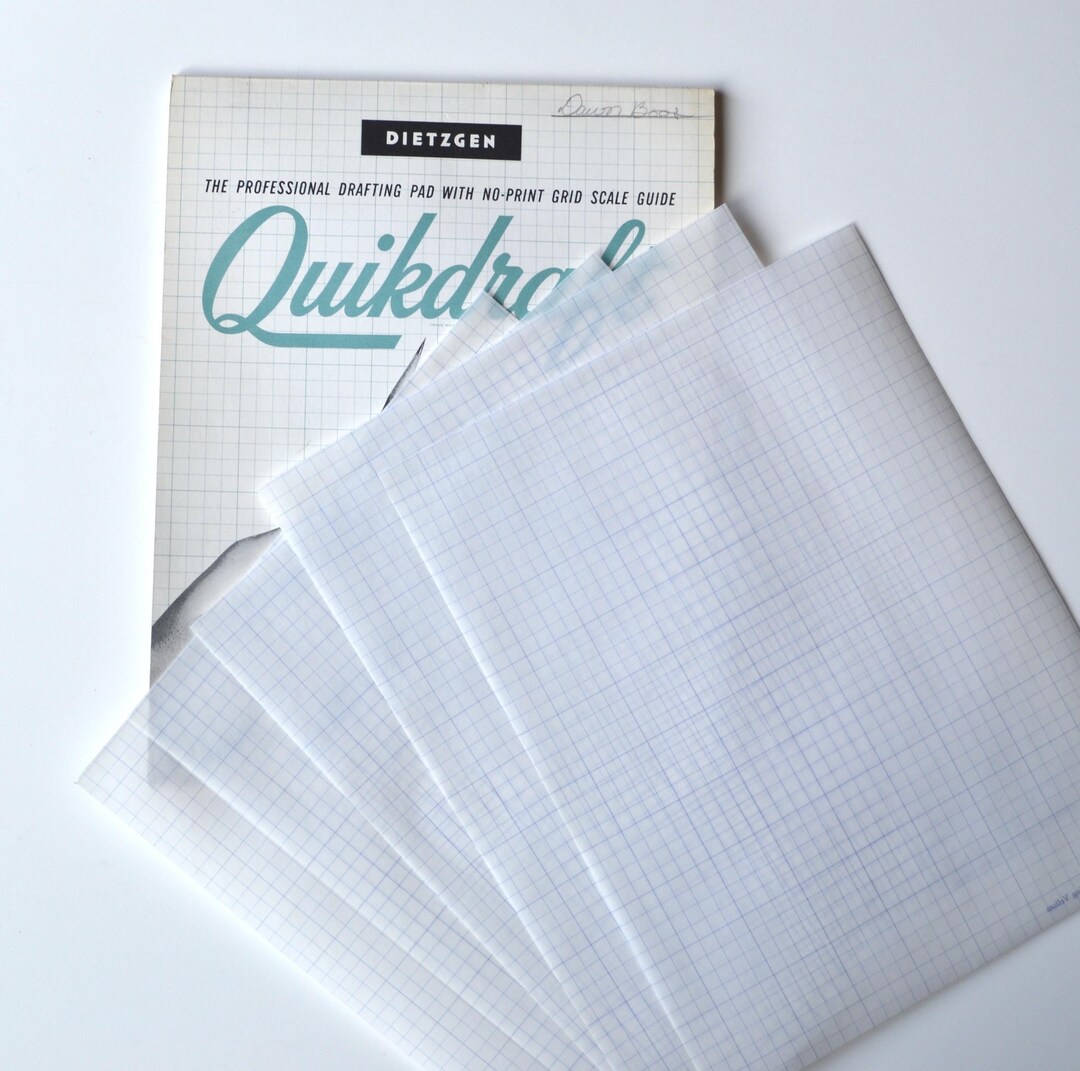 Vintage Vellum Graph Paper - Dietzgen Quickdraft Tracing Vellum - 5 ...