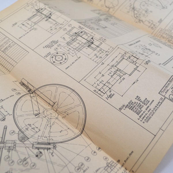 Schematic Prints for Ship Parts - Single or Set of 3 - Vintage Ephemera - Junk Journal - Vintage Collage Paper - Vintage Schematic