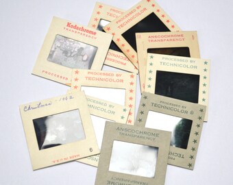 Set of 10 or 25 - Vintage Photo Slides - 1950's/60's - Junk Journal - Scrapbook - Collage - Vintage Ephemera - Vintage Slide Frame