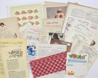 Vintage Cooking Bundle - Junk Journal Supplies - Recipe Papers for Crafting - Vintage Recipes