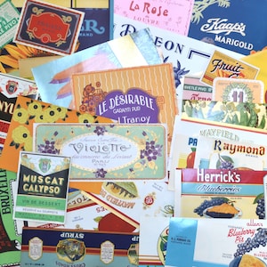 Set of 41 Vintage Labels - Vintage can labels - Vintage crate labels