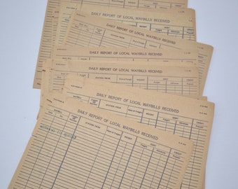1950's Western Pacific Railroad Freight Waybills - Weso, Nevada - Set of 5 sheets - Vintage Railroad Ephemera - Vintage Train Ephemera