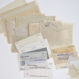 10, 20, or 50 - Five Sizes - Used Glassine Envelopes - Vintage Glassine Envelopes - Vintage Office Supplies - Stamp Envelopes