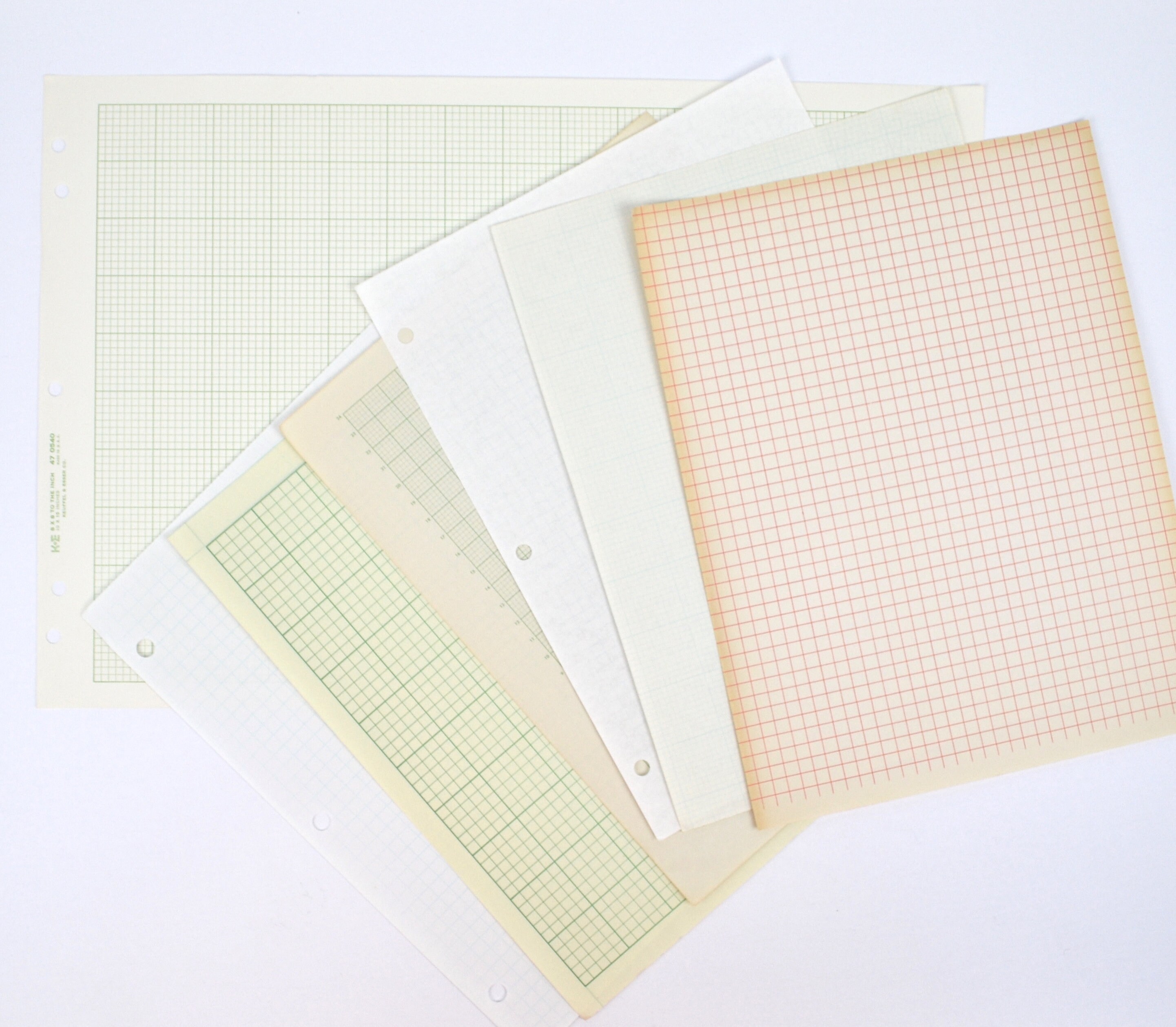 Graph Paper Pack - Set of 7 Sheets - Junk Journal Supplies - Vintage ...