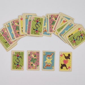 Set of 5 Hearts Playing Cards - Vintage Whitman Playing Cards - Swap Cards - Junk Journal Card
