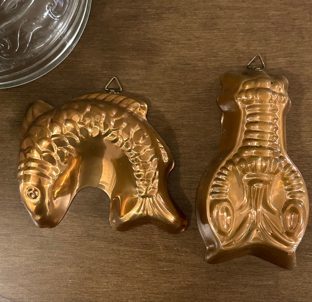 Vintage Copper Jello Molds Fish and Lobster Rustic Farmhouse Etsy