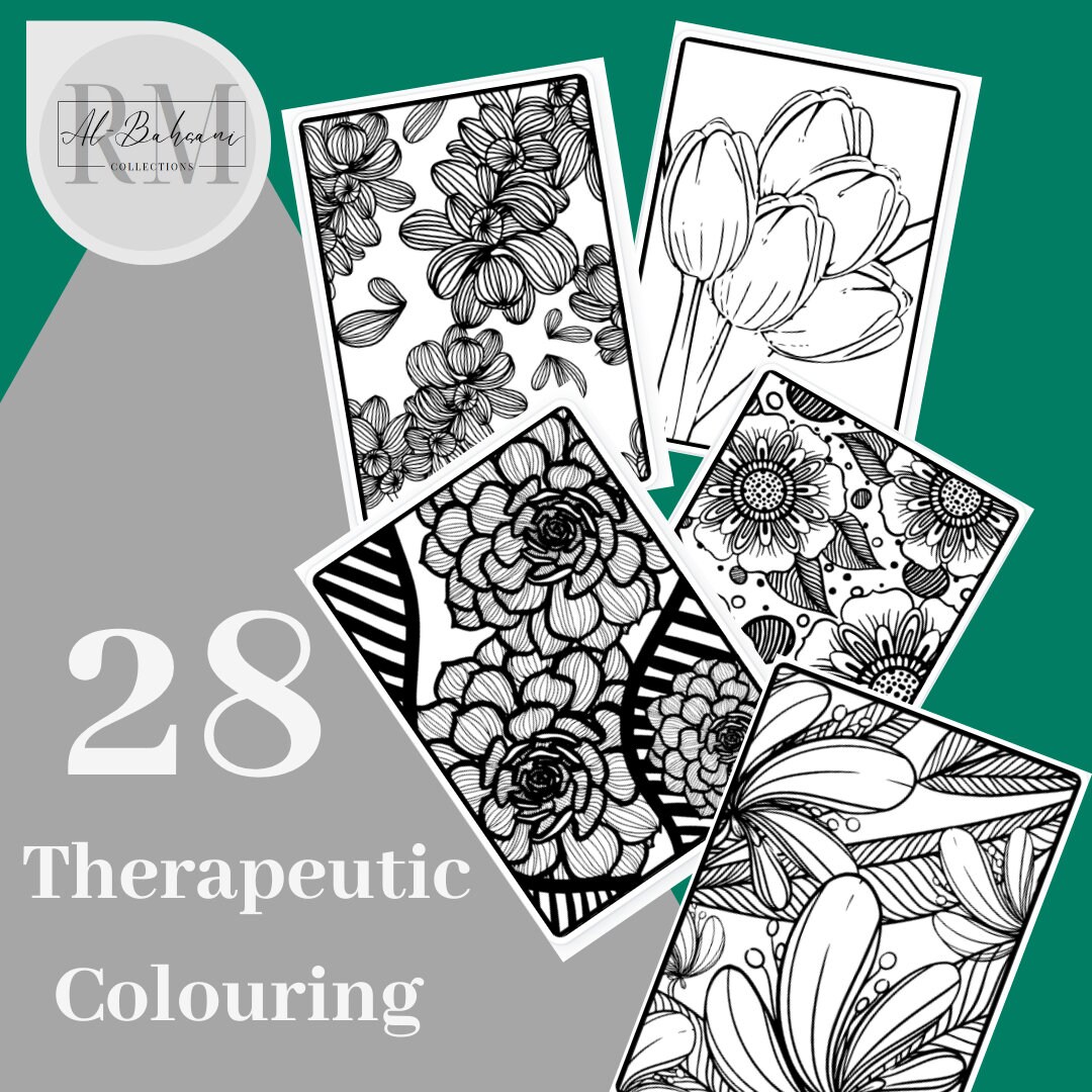 28 Floral Printable Therapeutic Coloring Sheets - Etsy
