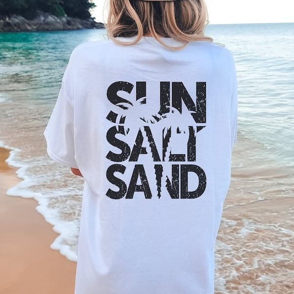 Sun Salt Sand Beach Tshirt, Oversized Preppy Crewneck Top, Beach Coverup, Y2K, Gift for Her Summer Vacation T Shirt, Super Soft Comfy Tee