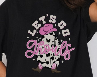 Halloween Tshirt for Women Lets Go Ghouls