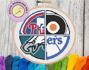 Philadelphia Sports Teams - PDF Kreuzstich-Muster - Eagles, Phillies, 76ers, Flyers