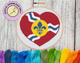 St. Louis Flagge Herz- Kreuzstich PDF Muster