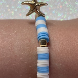 Blue and white starfish bracelet