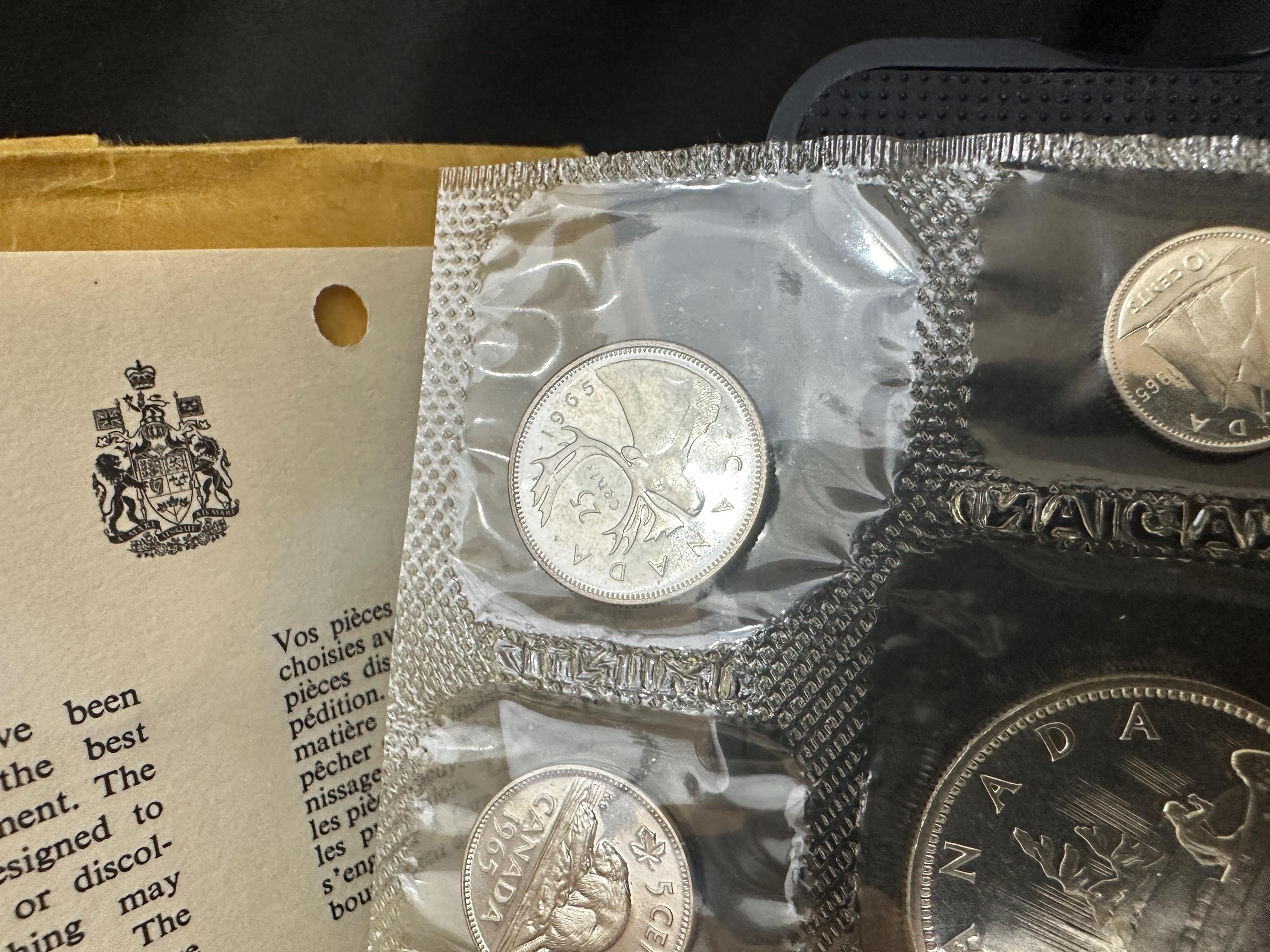 1965年カナダ未流通プルーフコイン6枚セット（4枚）- 封筒、品質証明書
